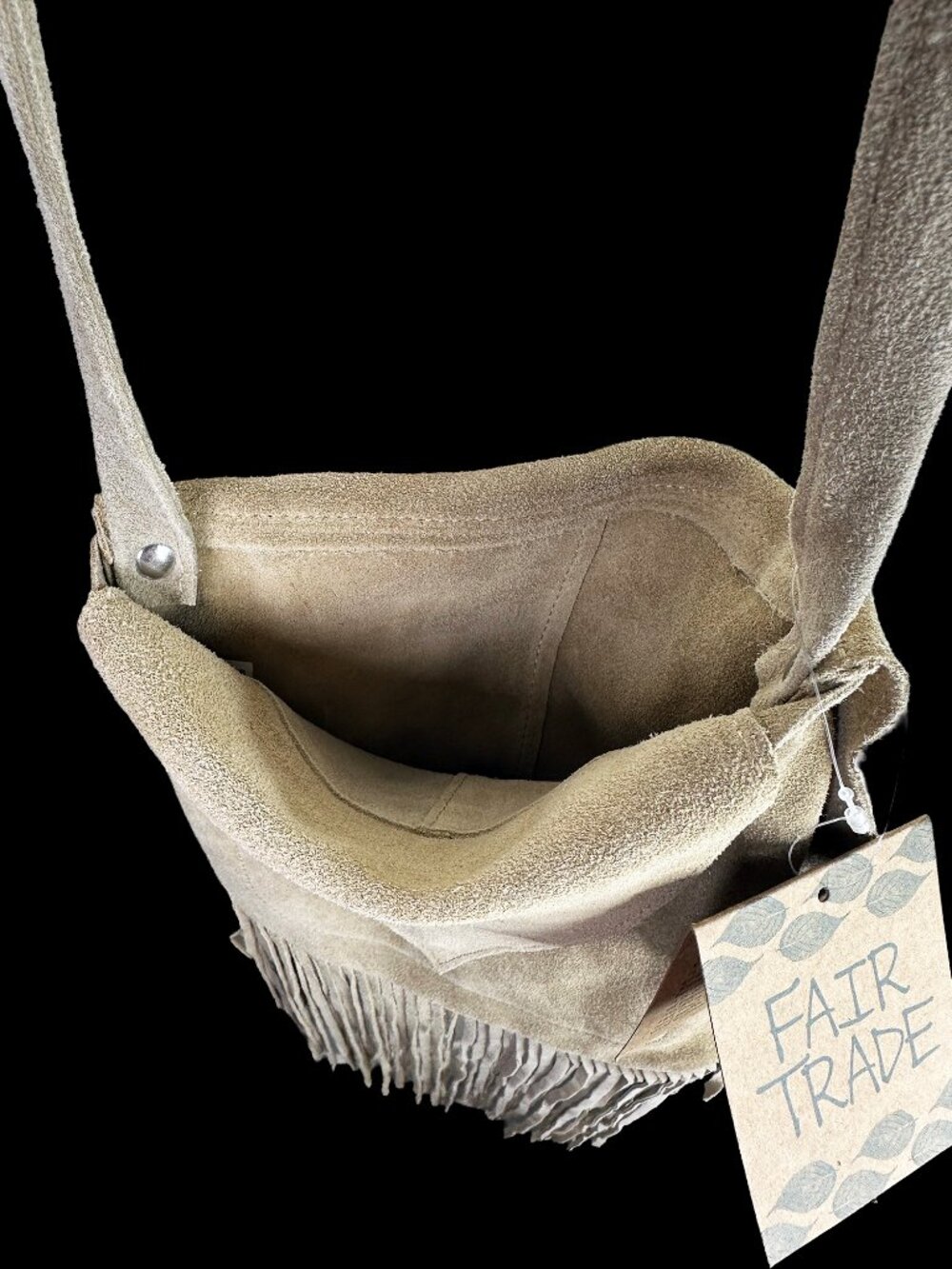 NWT NEW Tan Genuine Suede Leather Fringe Purse Bag Statement Piece Boho - Picture 6 of 11
